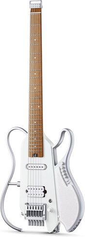 DONNER HUSH X LIVE Electric Guitar with Detachable Speaker, Headless Travel Guitar Built-in Amp Modeling & Effects, Bluetooth Practice Guitar Kit with Gig Bag, Black in Kuwait