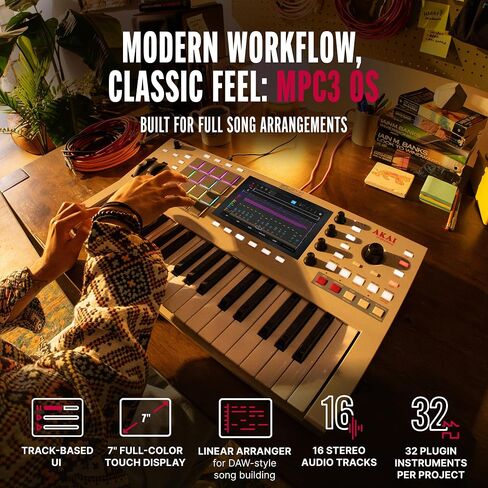 Akai Professional MPC Key 37 G2 Next-Gen Standalone Production Keyboard | Synthesizer for Producers, For Sampling & Sequencing, With USB-C, 37 Keys, 16 MPC Pads, 8-core Processor, 4GB RAM in Kuwait