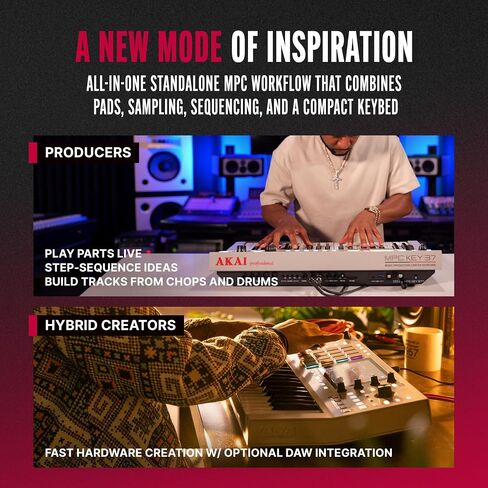 Akai Professional MPC Key 37 G2 Next-Gen Standalone Production Keyboard | Synthesizer for Producers, For Sampling & Sequencing, With USB-C, 37 Keys, 16 MPC Pads, 8-core Processor, 4GB RAM in Kuwait