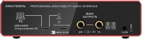 Audio Interface, 2X2 24-bit/192kHz Interface for High-Fidelity, Studio Quality PC/Mac/iOS Recording, XLR/TRS Combo Input, Monitor Mix/Loopback Function, One-Cable Setup(Alloy Red) in Kuwait