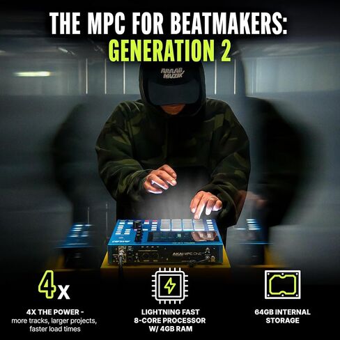 Akai Professional MPC One G2 Next-Generation Standalone Production Center | For Beatmakers & Producers, For Sampling, Sequencing & Song Creation, With USB-C, 16 MPC Pads, 8-core Processor, 4GB RAM in Kuwait