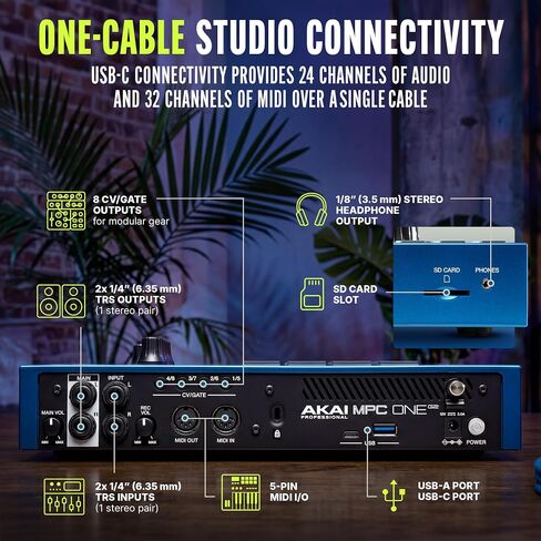 Akai Professional MPC One G2 Next-Generation Standalone Production Center | For Beatmakers & Producers, For Sampling, Sequencing & Song Creation, With USB-C, 16 MPC Pads, 8-core Processor, 4GB RAM in Kuwait