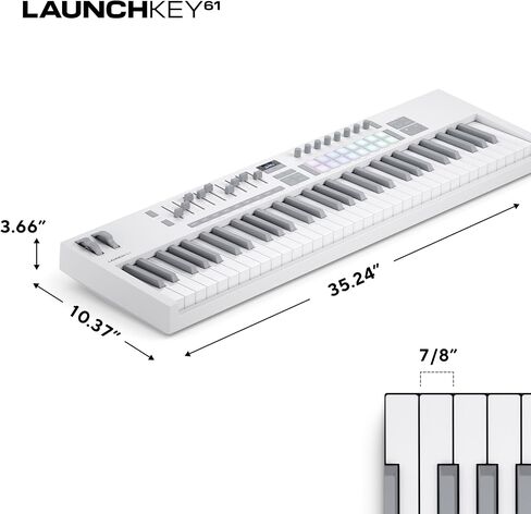 Novation Launchkey 61 MK4 White - 61 مفتاح شبه مرجح، وحدة تحكم لوحة المفاتيح MIDI - تكامل DAW. الأوتار والموازين، وسادات الطبول، وARP، وبرامج إنشاء الموسيقى in Kuwait