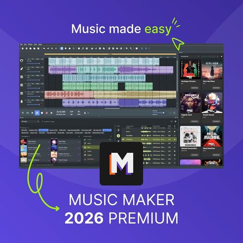 MUSIC MAKER 2026 Premium – Music made easy | Music Production Software | Audio Program | Windows 10/11 | 1 PC download License in Kuwait