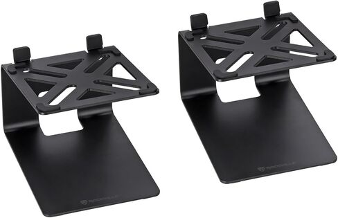 Rockville SR4 Speaker Riser Stands Pair for 2" to 4" Desktop Home Speakers or Studio Monitors - De-Coupling Foam Pad, 5-Degree Tilt, Metal, Anti-Slip Feet in Kuwait