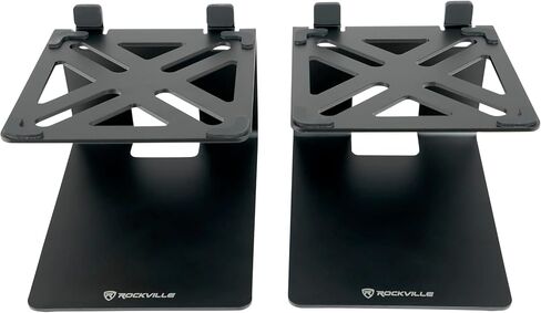 Rockville SR4 Speaker Riser Stands Pair for 2" to 4" Desktop Home Speakers or Studio Monitors - De-Coupling Foam Pad, 5-Degree Tilt, Metal, Anti-Slip Feet in Kuwait