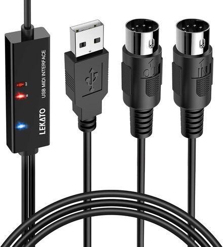 LEKATO MIDI Cable, MIDI to USB C, Type-C MIDI Interface with Input & Output Connecting Keyboard/Synthesizer for Editing Recording Professional Cord Windows/Mac Studio -6.5Ft, Black in Kuwait
