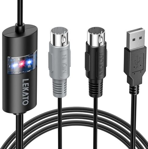 كابل LEKATO MIDI، MIDI إلى USB C، واجهة MIDI من النوع C مع لوحة مفاتيح/مركب توصيل الإدخال والإخراج لتحرير تسجيل السلك الاحترافي Windows/Mac Studio -6.5 قدم، أسود in Saudi Arabia