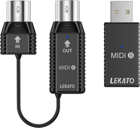 كابل LEKATO MIDI، MIDI إلى USB C، واجهة MIDI من النوع C مع لوحة مفاتيح/مركب توصيل الإدخال والإخراج لتحرير تسجيل السلك الاحترافي Windows/Mac Studio -6.5 قدم، أسود in Saudi Arabia