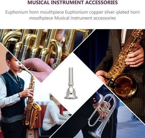 BESTOYARD Silver Plated Copper Euphonium Mouthpiece, Portable Euphonium Part Beautiful Appearance and Sturdy Design, for Concerts and Birthday Parties in Kuwait