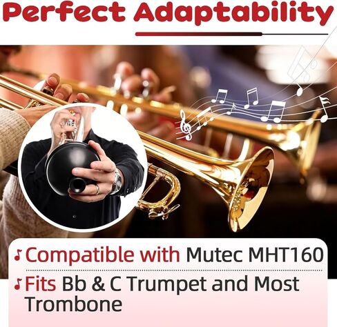 Trumpet Plunger Mute Replacement Compatible with Mutec MHT160, Wah-Wah Sound Rubber Plunger Mute for Bb & C Trumpet and Most Trombone, Lightweight Handheld Plunger Mute Trumpet Accessory in Kuwait