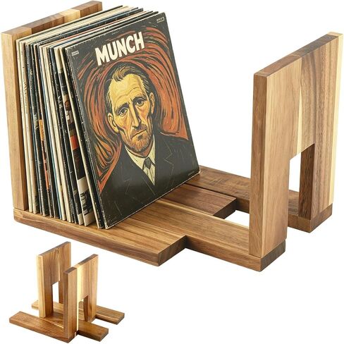 Adjustable Vinyl Record Holder, Expandable Record Holder Rack for 10-60 LPs, Solid Wood Album Display with 30 Non-Slip Pads, Modern Decorative Display for Player, Shelf & Home Decor in Kuwait