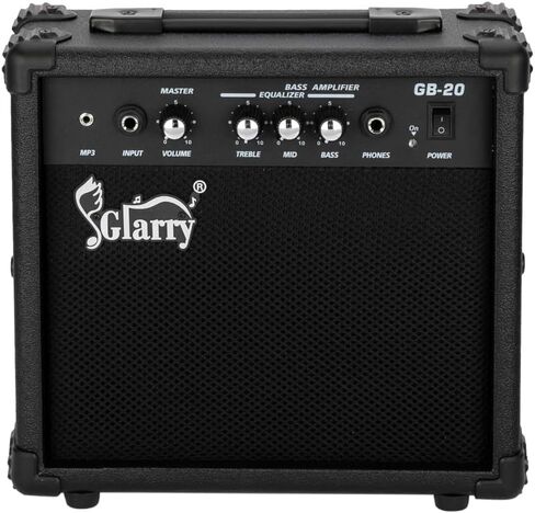 GLARRY Electric Bass Combo Amp, Portable Amp with Headphone MP3 Input, 20W Practice Bass Guitar Amplifier Speaker Accessories with Bass, Volume, Treble, and Middle Controls in Kuwait