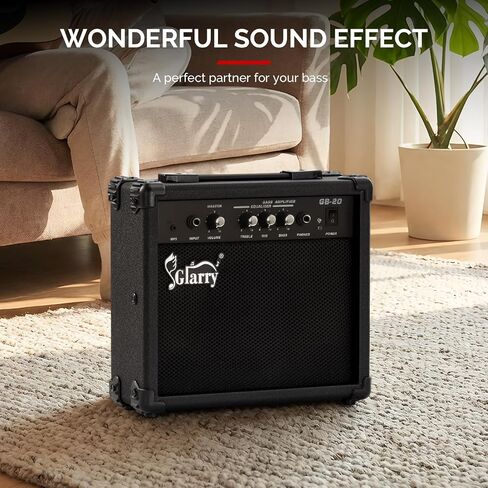 GLARRY Electric Bass Combo Amp, Portable Amp with Headphone MP3 Input, 20W Practice Bass Guitar Amplifier Speaker Accessories with Bass, Volume, Treble, and Middle Controls in Kuwait