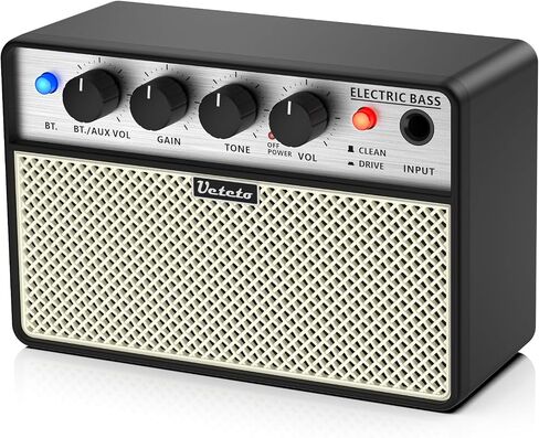 Ueteto 10W Mini Bass Amp | Portable, Rechargeable, Bass Guitar Practice Amplifier, Clean and Drive Channels in Kuwait
