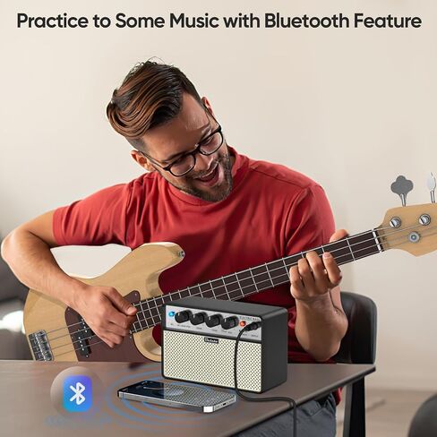 Ueteto 10W Mini Bass Amp | Portable, Rechargeable, Bass Guitar Practice Amplifier, Clean and Drive Channels in Kuwait