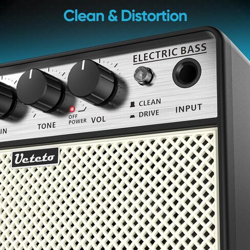 Ueteto 10W Mini Bass Amp | Portable, Rechargeable, Bass Guitar Practice Amplifier, Clean and Drive Channels in Kuwait