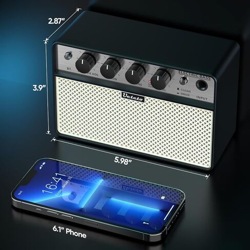 Ueteto 10W Mini Bass Amp | Portable, Rechargeable, Bass Guitar Practice Amplifier, Clean and Drive Channels in Kuwait