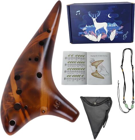 Mulucky Ocarina 12 فتحة Alto C، قش سموكي مصنوع من السيراميك مع كتاب أغاني للمبتدئين (أصفر) in Saudi Arabia
