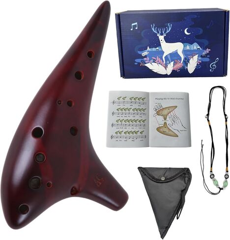 Mulucky Ocarina 12 فتحة Alto C، قش سموكي مصنوع من السيراميك مع كتاب أغاني للمبتدئين (أصفر) in Saudi Arabia