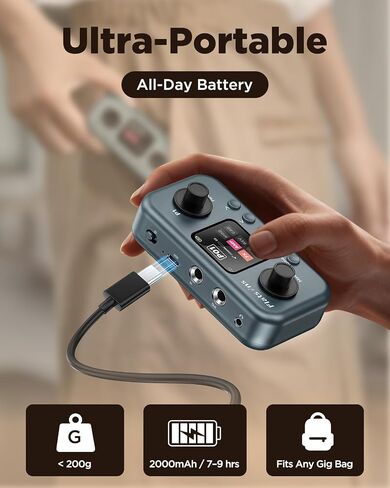 Flatsons P1 Portable Multi Effects Guitar Pedals, 80+ Effects & Amp Modeling, Rechargeable Multi Effects Processor for Electric Guitar, Wireless App Control, OTG Recording & IR Loading in Kuwait