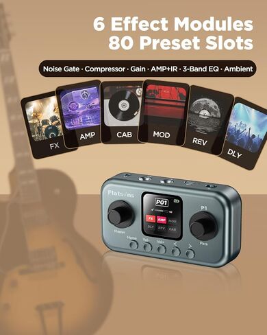 Flatsons P1 Portable Multi Effects Guitar Pedals, 80+ Effects & Amp Modeling, Rechargeable Multi Effects Processor for Electric Guitar, Wireless App Control, OTG Recording & IR Loading in Kuwait