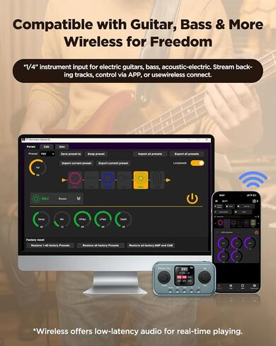 Flatsons P1 Portable Multi Effects Guitar Pedals, 80+ Effects & Amp Modeling, Rechargeable Multi Effects Processor for Electric Guitar, Wireless App Control, OTG Recording & IR Loading in Kuwait