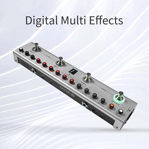 Multi Effects Bass Guitar Pedal, Digital Rechargeable Electric Guitar Effector with 36 Tones, 9 AMP, 8 IR, Customizable Presets for Music Editing in Kuwait