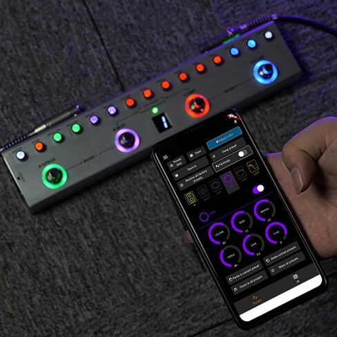 Multi Effects Bass Guitar Pedal, Digital Rechargeable Electric Guitar Effector with 36 Tones, 9 AMP, 8 IR, Customizable Presets for Music Editing in Kuwait