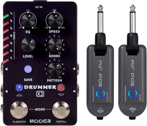 MOOER Drummer X2 Stereo Drum Machine Peda Wireless Guitar System Air P05 for Guitar, Bass, Instruments in Kuwait