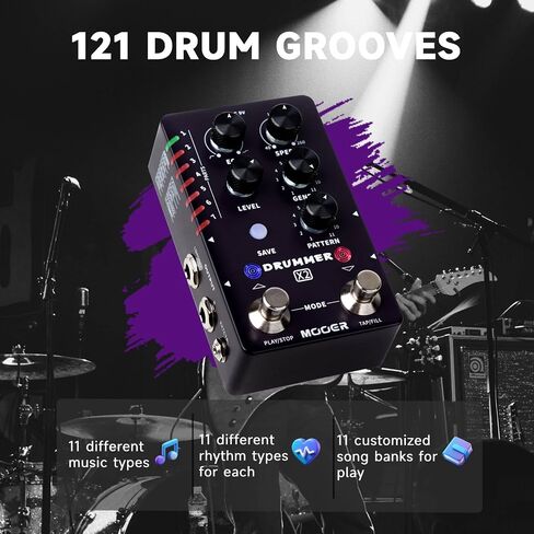 MOOER Drummer X2 Stereo Drum Machine Peda Wireless Guitar System Air P05 for Guitar, Bass, Instruments in Kuwait