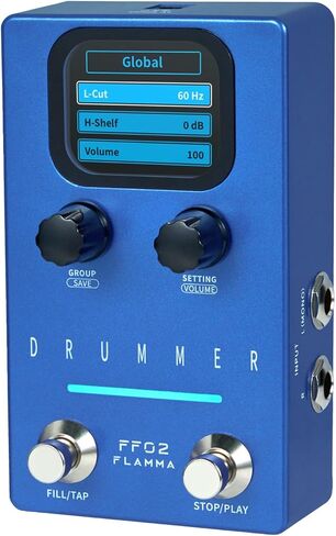 آلة طبل FLAMMA FF03 Looper، دواسة جيتار Drum Looper مع مؤشرات LED، تسجيل 160 دقيقة، 121 أخاديد طبلة، 40 فتحة حلقة، التراجع/الإعادة، التلاشي، وضع المزامنة، USB وسماعة الرأس in Kuwait