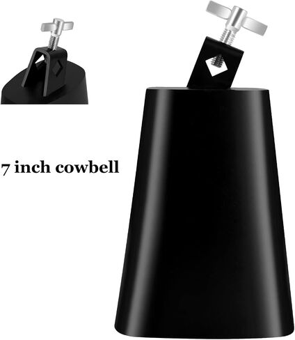 7 Inch Cowbell And Cowbell Clamp, Cowbell Holder Percussion Accessory, Adjustable Drum Cowbell Mount for Bass Drum Hoop Up or Down Drum key in Kuwait