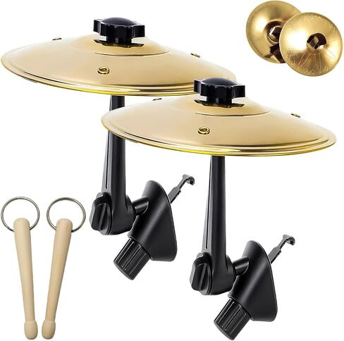 Car Drum Cymbal Air Vent, Belly Dance Finger Cymbal, Mini Crash Cymbal with Mini Drum Stick, Clip-On Design for Easy Installation and Rugged for Most Vehicles(Gold) in Kuwait