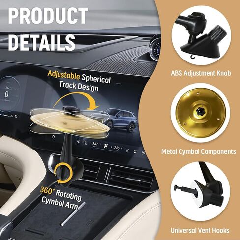 Car Drum Cymbal Air Vent, Belly Dance Finger Cymbal, Mini Crash Cymbal with Mini Drum Stick, Clip-On Design for Easy Installation and Rugged for Most Vehicles(Gold) in Kuwait