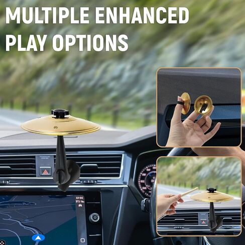 Car Drum Cymbal Air Vent, Belly Dance Finger Cymbal, Mini Crash Cymbal with Mini Drum Stick, Clip-On Design for Easy Installation and Rugged for Most Vehicles(Gold) in Kuwait