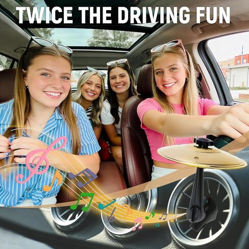 Car Drum Cymbal Air Vent, Belly Dance Finger Cymbal, Mini Crash Cymbal with Mini Drum Stick, Clip-On Design for Easy Installation and Rugged for Most Vehicles(Gold) in Kuwait