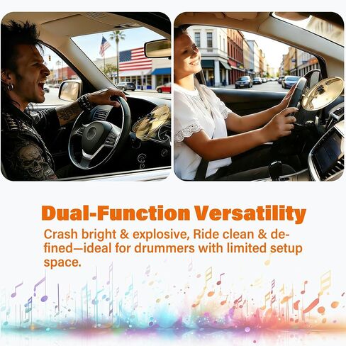 Car Air Vent Musical Cymbal Kit - Mini Crash Cymbal + Drum Stick, Playful Accessory for Music Enthusiasts, Sturdy Compact Fit for Most Cars (Gold) in Kuwait