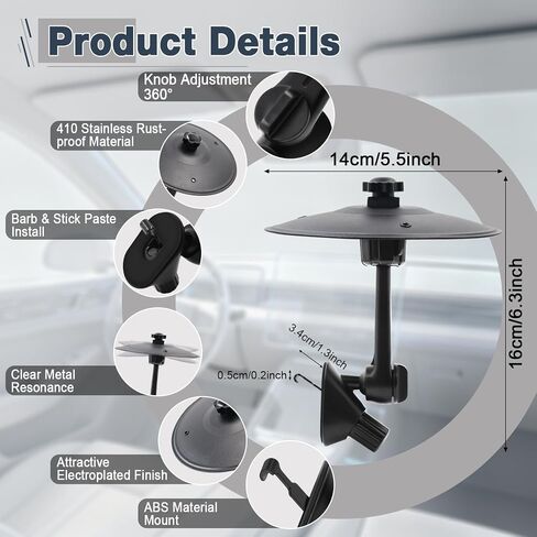 YEZriler Car Cymbal Air Vent, Mini Cymbal for Car, Car Symbol Drum Air Vent for Music Lovers, Mini Car Drum Rhythm Toy for All Vehicles - Black in Kuwait