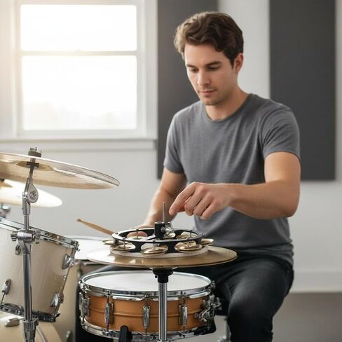 Cymbal Sound Enhancer Double Row Cymbal-topHat No Mounts Needed Percussion Gear for Drummers, Single Layer Brass Cymbal Bell in Saudi Arabia
