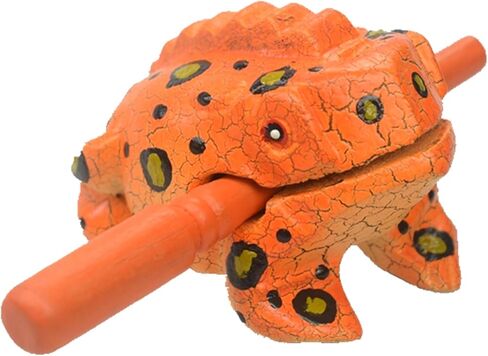 6 Inch Wooden Frog Guiro Percussion Instrument, Handcrafted Natural Wood Frog Musical Instrument Tone Block, Frog Noise Maker Home Office Decor Black in Saudi Arabia