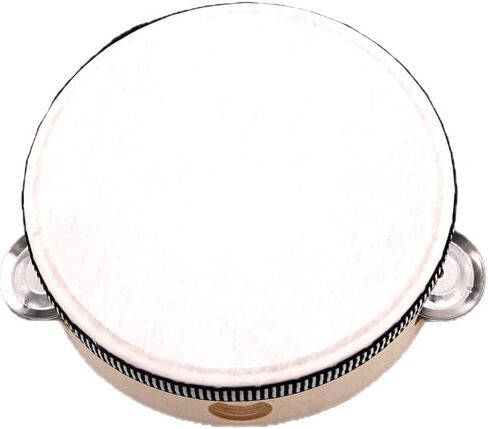 Wooden Frame Tambourine with Synthetic Sheepskin Drumhead, 4/6 Inch Handheld Percussion Instrument, Crisp Metal Jingles for Stage Performance, Church Worship And Festive Musical Events (4 Inch) in Kuwait