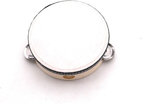 Wooden Frame Tambourine with Synthetic Sheepskin Drumhead, 4/6 Inch Handheld Percussion Instrument, Crisp Metal Jingles for Stage Performance, Church Worship And Festive Musical Events (4 Inch) in Kuwait