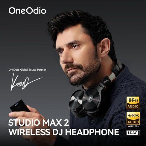 OneOdio Studio Max 2 Wireless DJ Headphones, 9ms Low Latency Hi-Res Audio Over Ear Studio Headphones with LDAC, 120H Playtime, Bluetooth Headphones Support 3.5MM 6.35MM for Guitar Keyboard in Saudi Arabia
