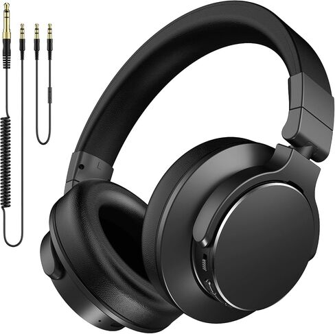 syndesmos Wireless Over Ear Bluetooth Headphones, Studio Monitor & DJ Headphones with 50mm Drivers, 100H Playtime, 1/4" to 3.5mm Wired Audio Jack for Mixing, Recording, Guitar Amp, Podcast, Black in Saudi Arabia