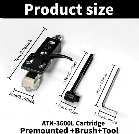 ATN-3600L Cartridge & Stylus Turntable Headshell, Black, with Cleaning Brush & Installation Tool, Turntable Cartridge，Compatible with Technics SL D1, SL D2, SL D3, SL D5 in Saudi Arabia
