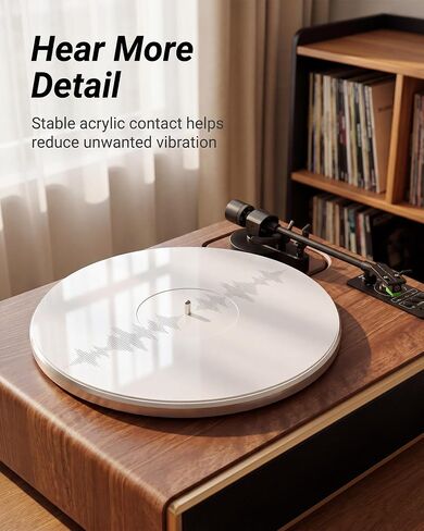 Acrylic Turntable Mat, Premium White Vinyl Slipmat Designed for All 12 in LPs, 295 mm Anti Static HiFi Platter Mat with Precision Fit and Smooth Handling, Record Player Accessories in Saudi Arabia