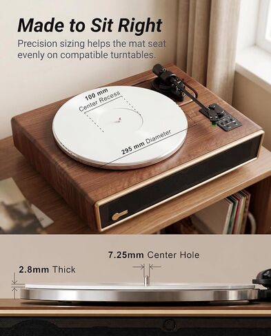 Acrylic Turntable Mat, Premium White Vinyl Slipmat Designed for All 12 in LPs, 295 mm Anti Static HiFi Platter Mat with Precision Fit and Smooth Handling, Record Player Accessories in Saudi Arabia