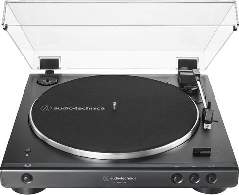 Audio-Technica AT-LP60XBT-USB Automatic Belt-Drive Turntable with Bluetooth, USB Bundle with 2 YR CPS Enhanced Protection Pack, Record Care Solution, Cleaning Kit, Stroboscope and Record Stabilizer in Saudi Arabia