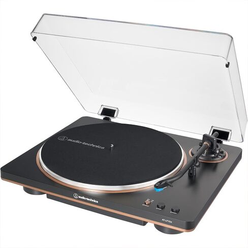 Audio-Technica AT-LP70X-BZ Fully Automatic Belt-Drive Turntable, Black/Bronze Bundle with Record Care Solution, Deco Gear Cleaning Kit, Stroboscope and Record Stabilizer in Saudi Arabia
